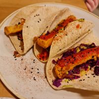 Tacos with fried tofu at Shrub in Chester
