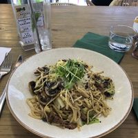 Vegan mushroom and ‘bacon’ carbonara   at Shrub in Chester