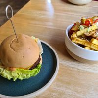 Burger and fries at Shrub in Chester