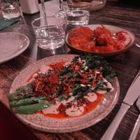 Broccoli and artichoke small plates  at Shrub in Chester