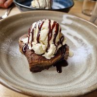 Cookie dough blondie w/vanilla ice cream at Shrub in Chester