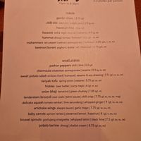Small plates menu at Shrub in Chester