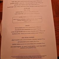 Big plates and dessert menu at Shrub in Chester