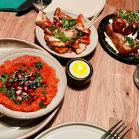 L to R: muhammara, teriyaki tofu, potato terrine  at Shrub in Chester