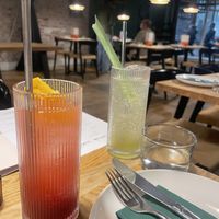 Mocktails - red peach and pandan   at Shrub in Chester