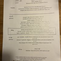 Tapas menu  at Shrub in Chester