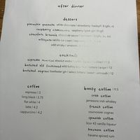 Dessert menu  at Shrub in Chester