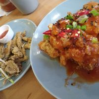 Mushroom calamari and cauli bites at Shrub in Chester