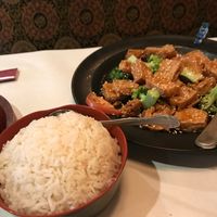 sesame tofu with rice at Alice's Mandarin Taste in Sharon
