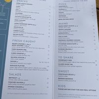 Menu at Opera Bar in Sydney