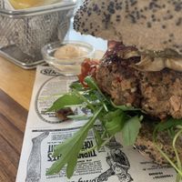 Vegan burger  at Cafe La Mar Caleta in Lanzarote
