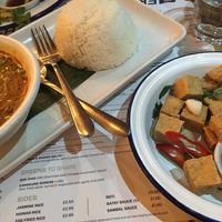 Vegetable and tempe curry with salt & pepper tofu at Ekachai in North London