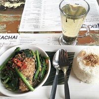 Tempeh, spinach and rice at Ekachai in North London