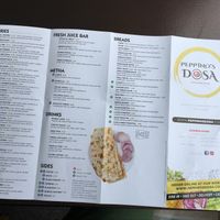 Extensive menu at Peppino's Dosa in Waltham