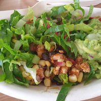 Cauliflower rice with tofu bowl, plus guac at Cuchara - Hapjeong Station in Seoul