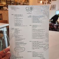 Menu - drinks at CLO in Antwerpen