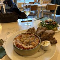 Lasagna and sweet potato waffle  at CLO in Antwerpen