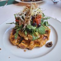 Hartige zoete aardapel wafel at CLO in Antwerpen