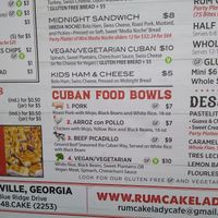 Menu at Rum Cake Lady in Blue Ridge