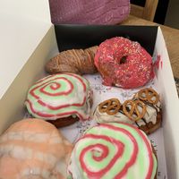 Twister, salero, the homer, salted caramel pretzel and pb choc yum yum  at Revival Coffee and Donuts in Hull