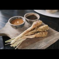 Satè stick with lemongrass and grated taro  at Dapur Usada  in Ubud