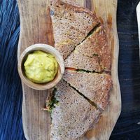 Dosa with coconut cheeze + parsley salsa filling. Super tasty! at Dapur Usada  in Ubud