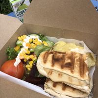 Vegan panini and salad  at Hugo's in Newcastle Upon Tyne