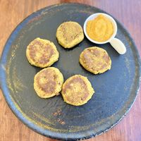 Incredible appetizer with yummy sauce   at Saffron Mantra Indian in Carvoeiro