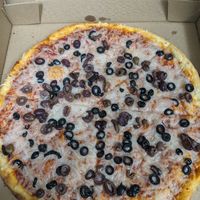 Vegan cheese (not daiya) and olives at New York New York Giant Pizza in Poway