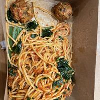 spaghetti vegan meat balls   at Nourish in Ungasan