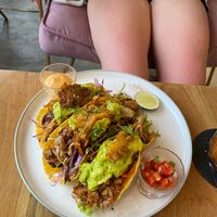 Vegan tacos with bbq jackfruit  at Nourish in Ungasan