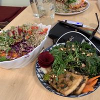 Salad and Steam bowl. Mushroom burger.  at La Belle Verte in Gatineau