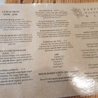 Lunch menu at Earth Walker & Co in Coledale