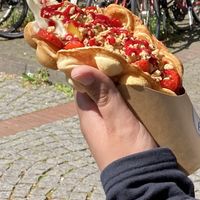 Waffles with Frozen Joghurt  at Faleyda in Frankfurt