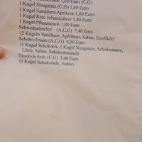 Eiskarte at Waffelschmiede in Putbus