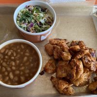 Gluten free! BBQ chicken, baked beans and apple slaw. at The Rabbit Hole in Pompano Beach
