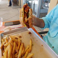 Chick'n sandwich and fries at The Rabbit Hole in Pompano Beach