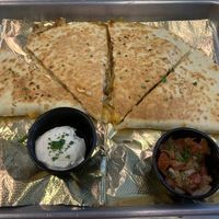 Chick’n quesadilla with salsa and vegan sour cream   at The Rabbit Hole in Pompano Beach