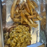 Burger with Mac and cheesee  at The Rabbit Hole in Pompano Beach