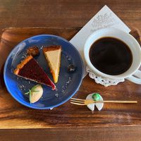 Nice warm Americano from fresh beans and 2 pieces of cake 😋.   at Holy Holy Familiar Tree Cafe in Ikeda