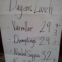 Today's menu: spring rolls, dumplings, noodle soup and fried rice. Offers a set menu for a mere 65 sek! at Bunny's Bubbles in Stockholm