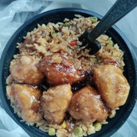 Orange chicken/fried rice at Sunny Express Mexican Chinese in Compton