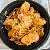 shrimp fried chow mein  at Sunny Express Mexican Chinese in Compton