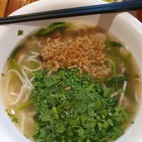 Khao piak (noodle soup) at Mina Hostel in Thakhek