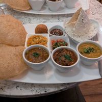 Vegan thali. It also comes with a vegan mango lassi not in the photo. at Mango Vegetarian in Wetherby