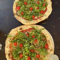 Veggie on top, Vegan on the bottom. Only difference was in the cheese   at Alecrim in Carrapateira