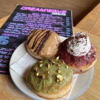 Pistachio, tiramisu, blueberry  at Dreamwave Donuts in Canggu