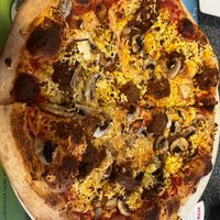 Build your own with vegan cheese, mushrooms and beyond meat  at Pizza Mann in Innsbruck