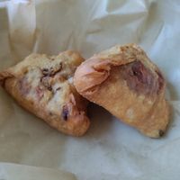 Vegetable and 'Beef' filled pastries at De Patchka in Amsterdam