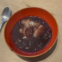 Hot red bean mochi dessertt  at De Patchka in Amsterdam